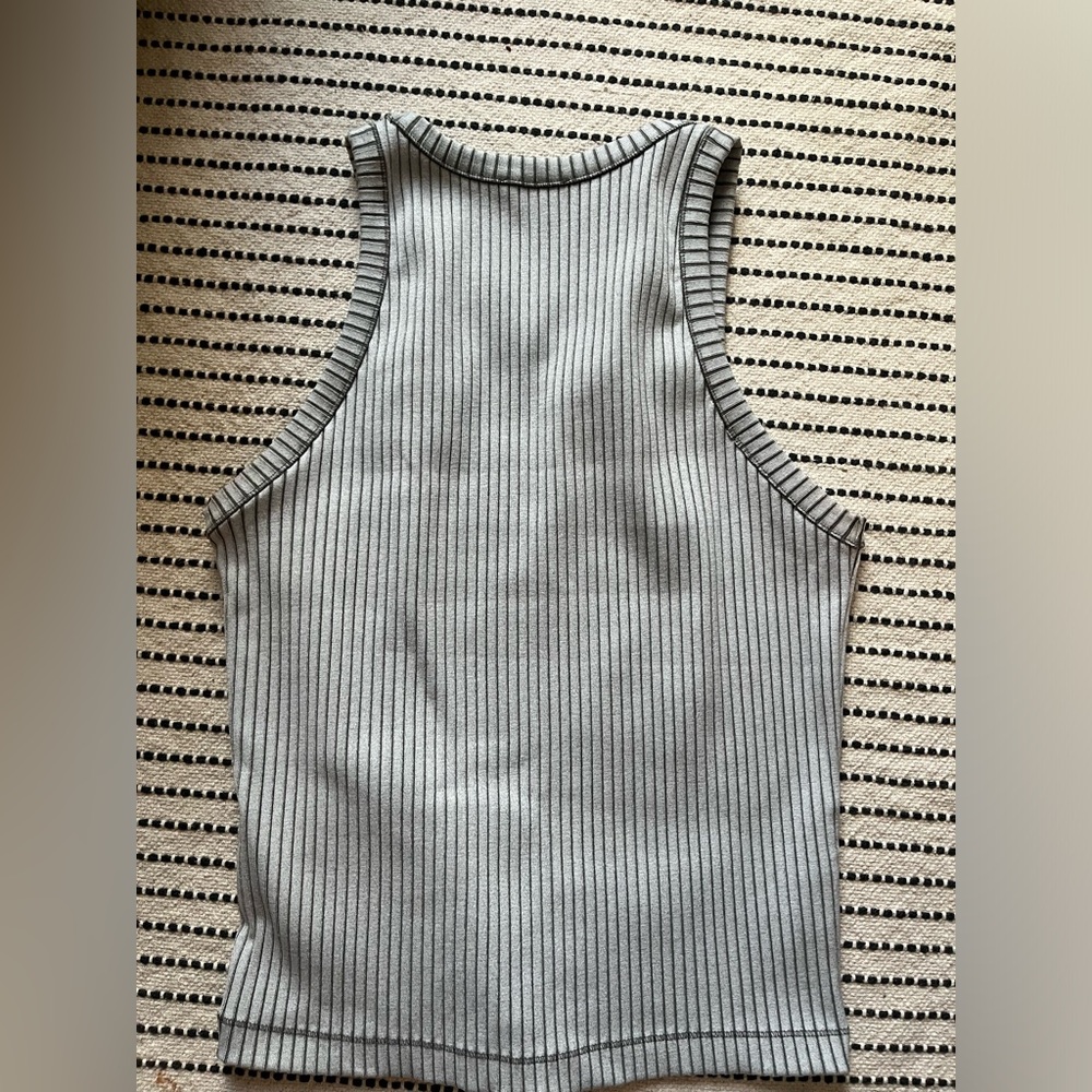 Striped Blue Ribbed Tank Top - Picture 2 of 3